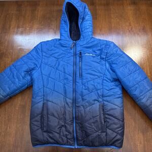 Kids Large Eddie Bauer Jacket 100% Polyester Filled Puffer Jacket Blue